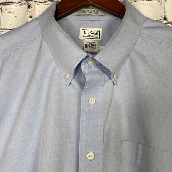 Bundle 2 L.L. Bean Traditional Fit Wrinkle Free Cotton Shirts Blue 18‎ - Picture 2 of 11